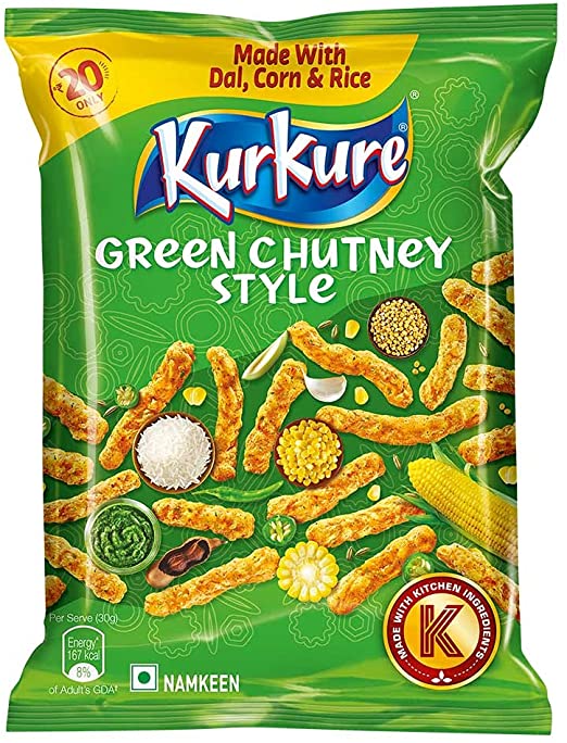 KurKure Green Chutney Style 80g Pack of 10