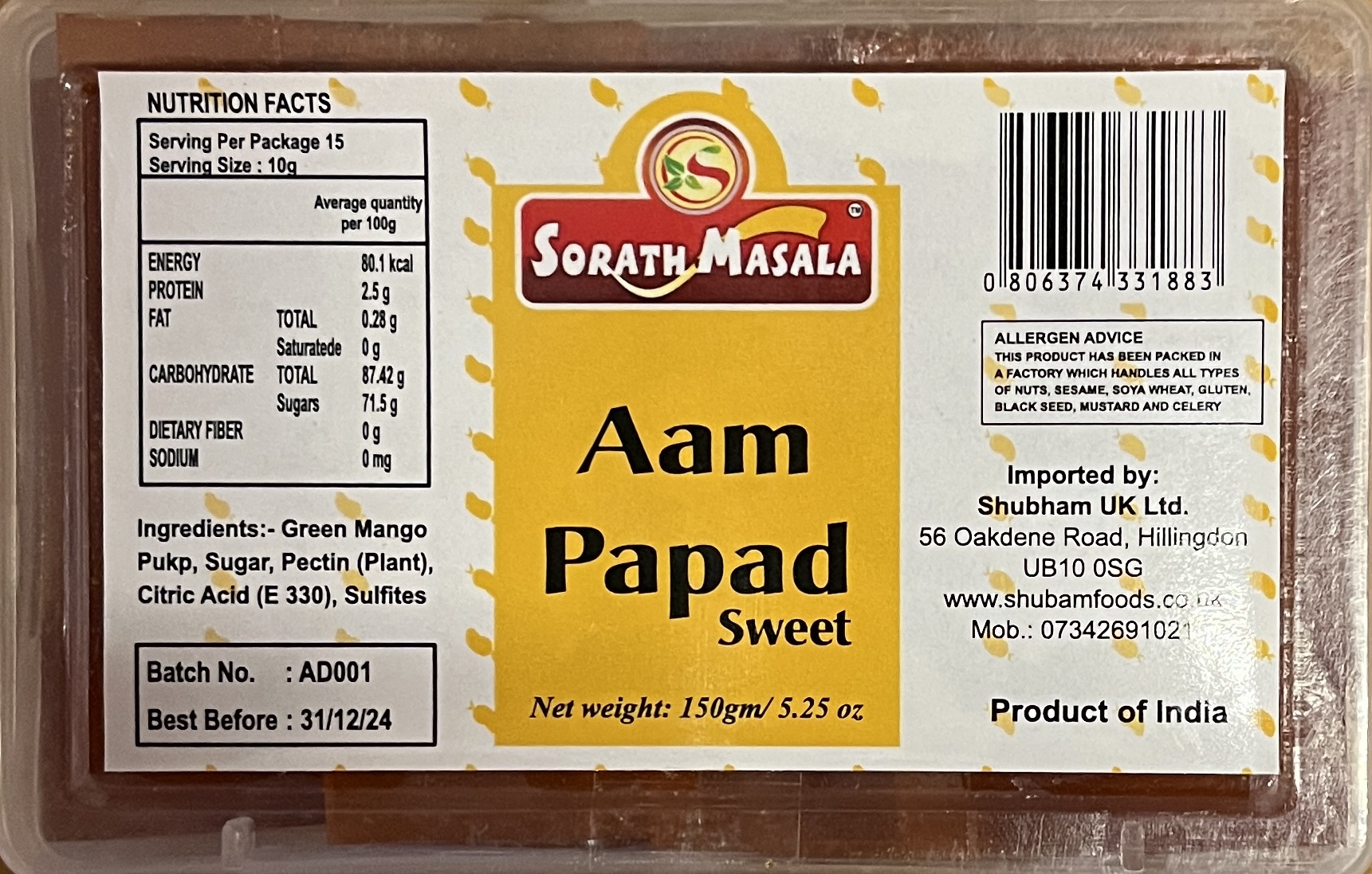 Sorath Aam Papad (Sweet) 150g