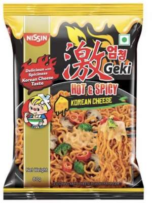 Nissin Geki Hot & Spicy Korean Cheese Noodles 80g (PACK OF 10)